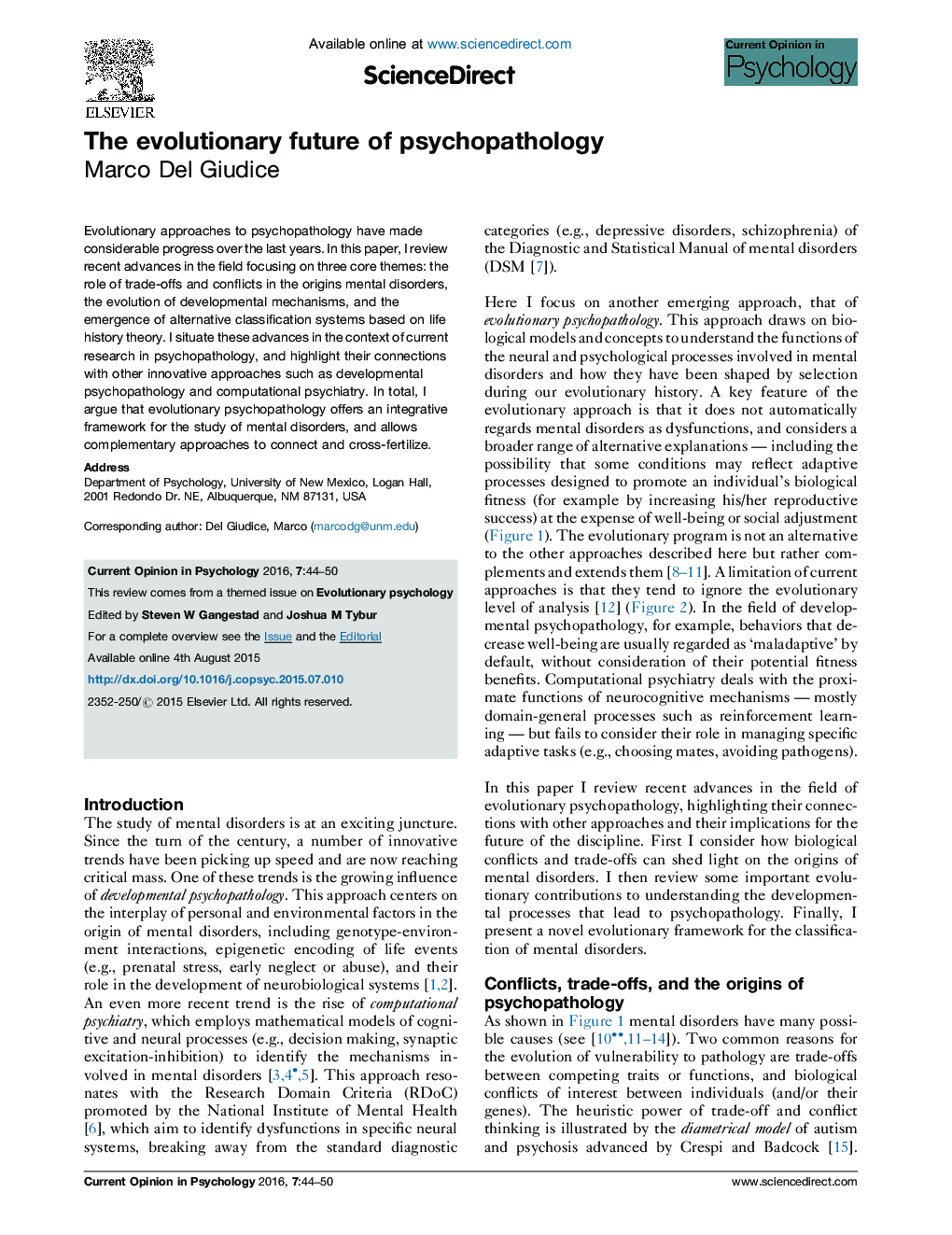 The evolutionary future of psychopathology
