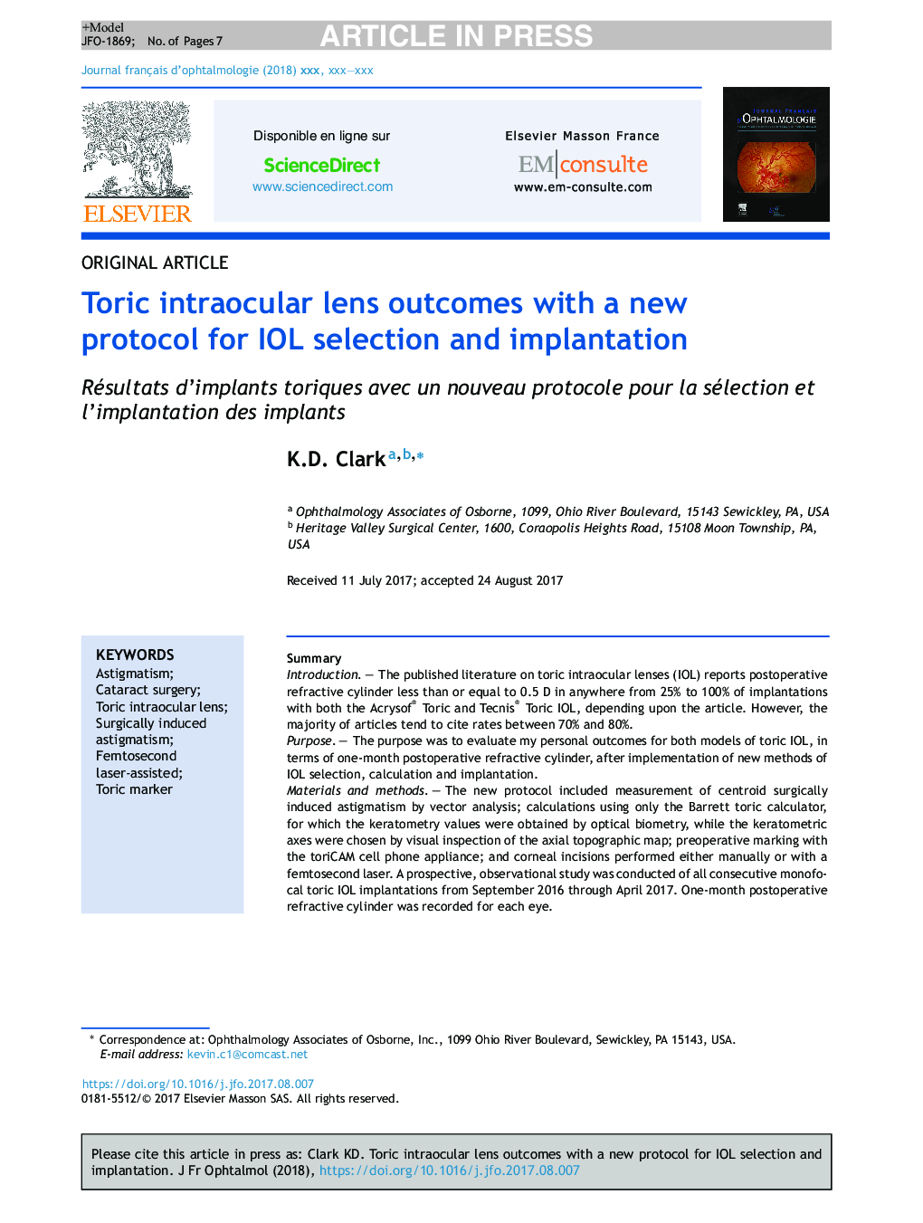 Toric intraocular lens outcomes with a new protocol for IOL selection and implantation