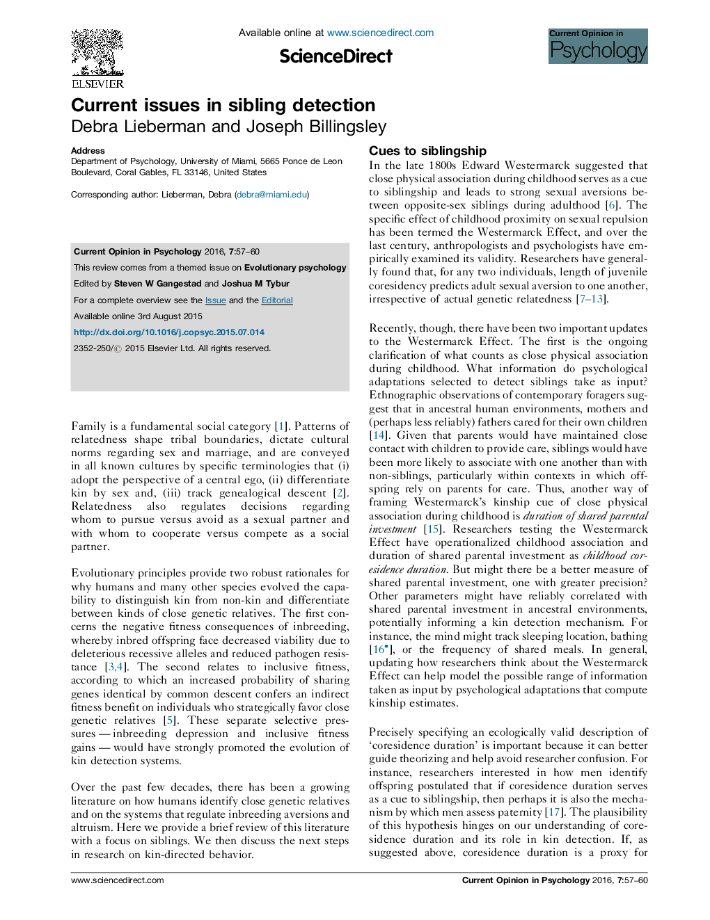 Current issues in sibling detection