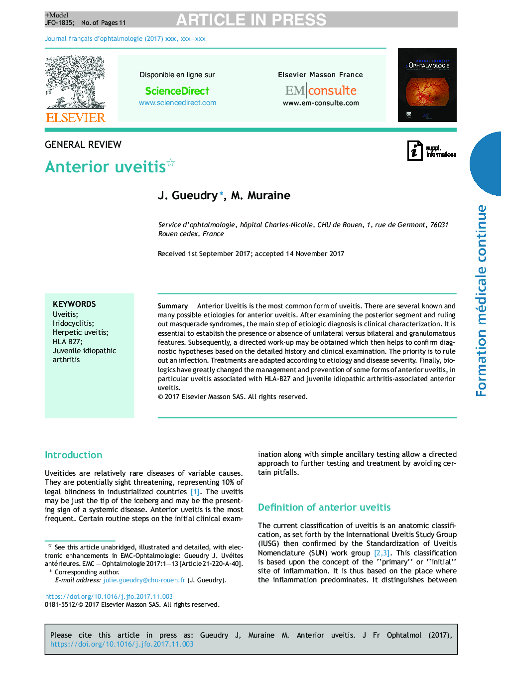 Anterior uveitis