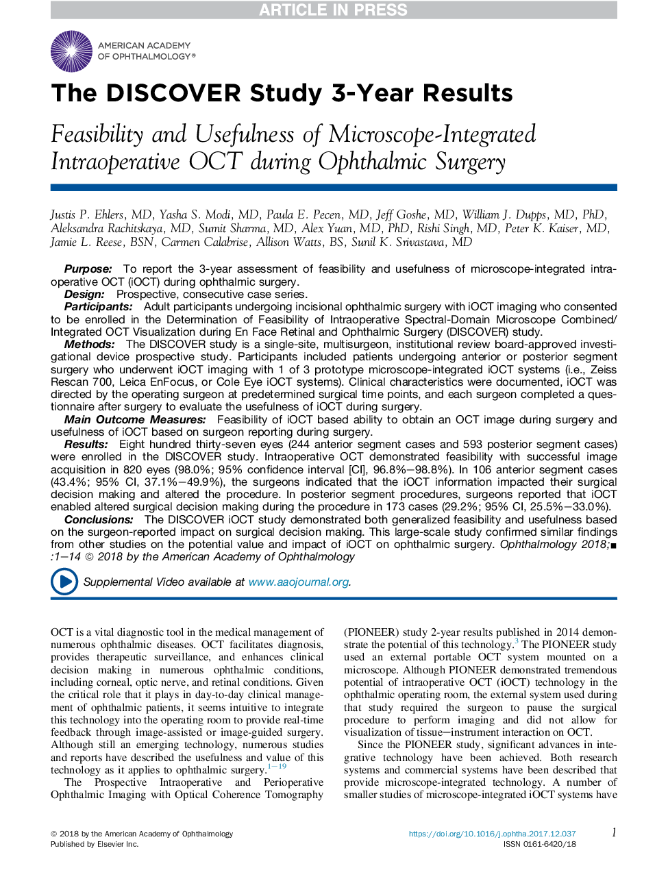 The DISCOVER Study 3-Year Results