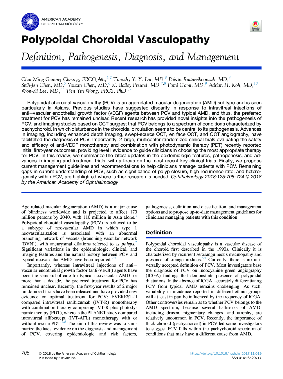 Polypoidal Choroidal Vasculopathy