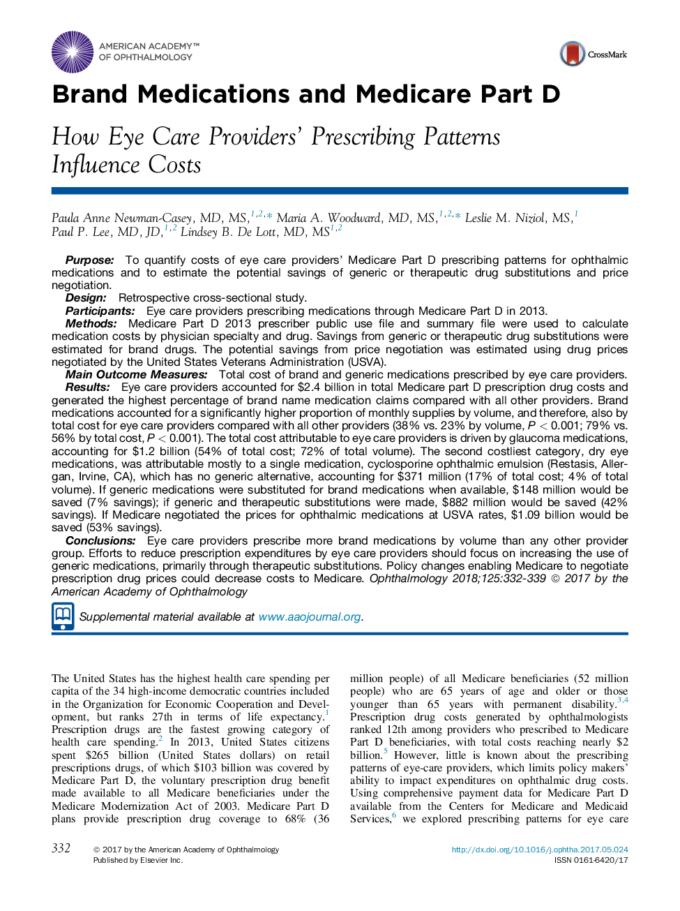 Brand Medications and Medicare Part D