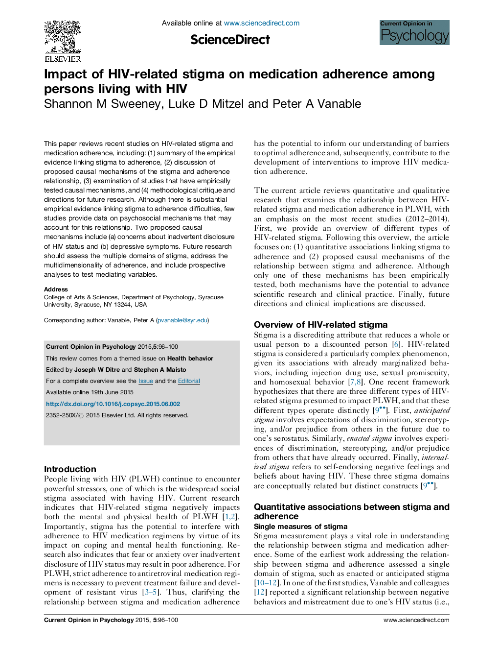 Impact of HIV-related stigma on medication adherence among persons living with HIV