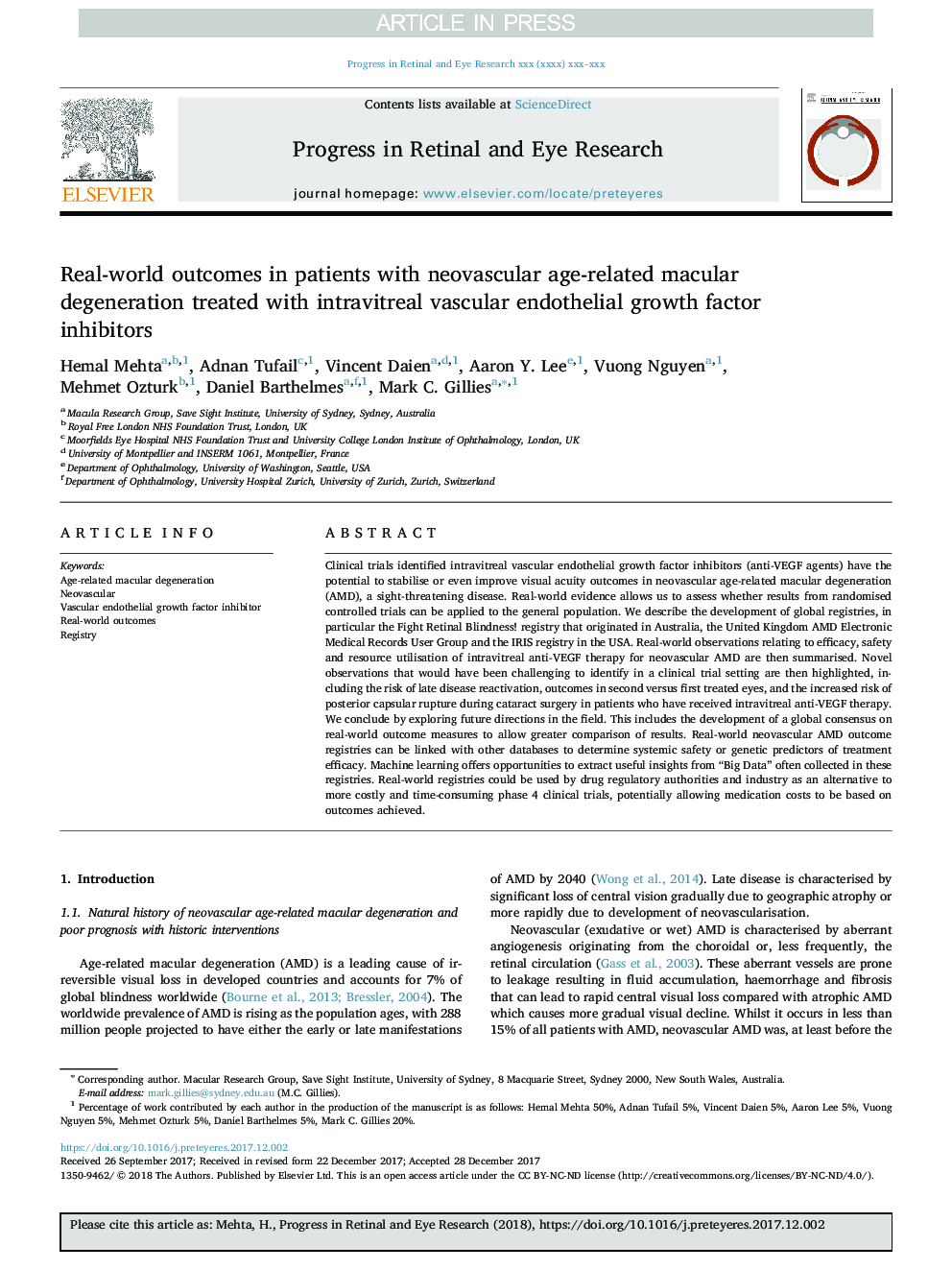 Real-world outcomes in patients with neovascular age-related macular degeneration treated with intravitreal vascular endothelial growth factor inhibitors