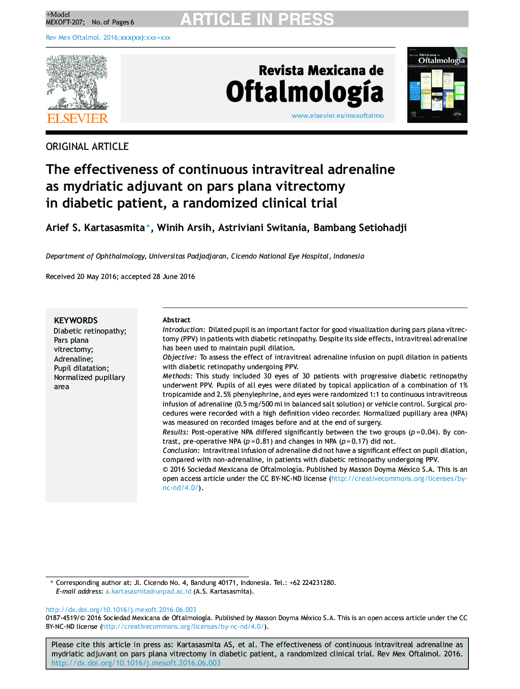 The effectiveness of continuous intravitreal adrenaline as mydriatic adjuvant on pars plana vitrectomy in diabetic patient, a randomized clinical trial