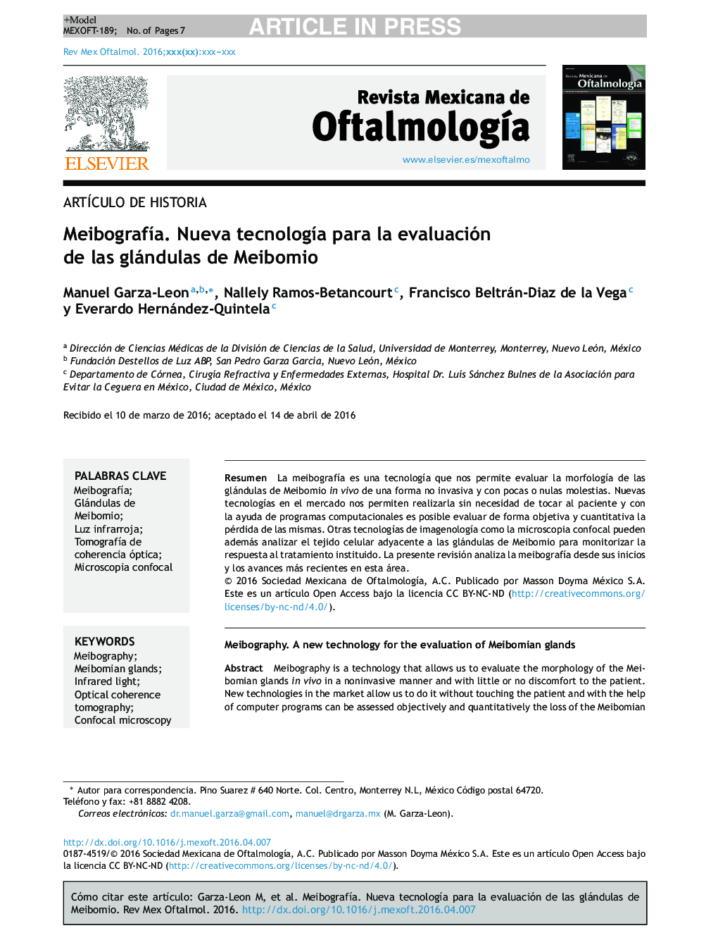 MeibografÃ­a. Nueva tecnologÃ­a para la evaluación de las glándulas de Meibomio