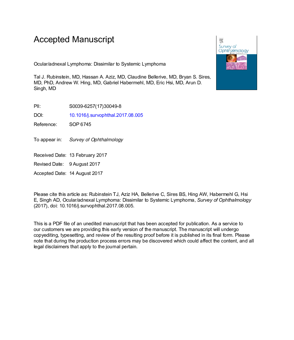 Ocular/adnexal lymphoma: dissimilar to systemic lymphoma