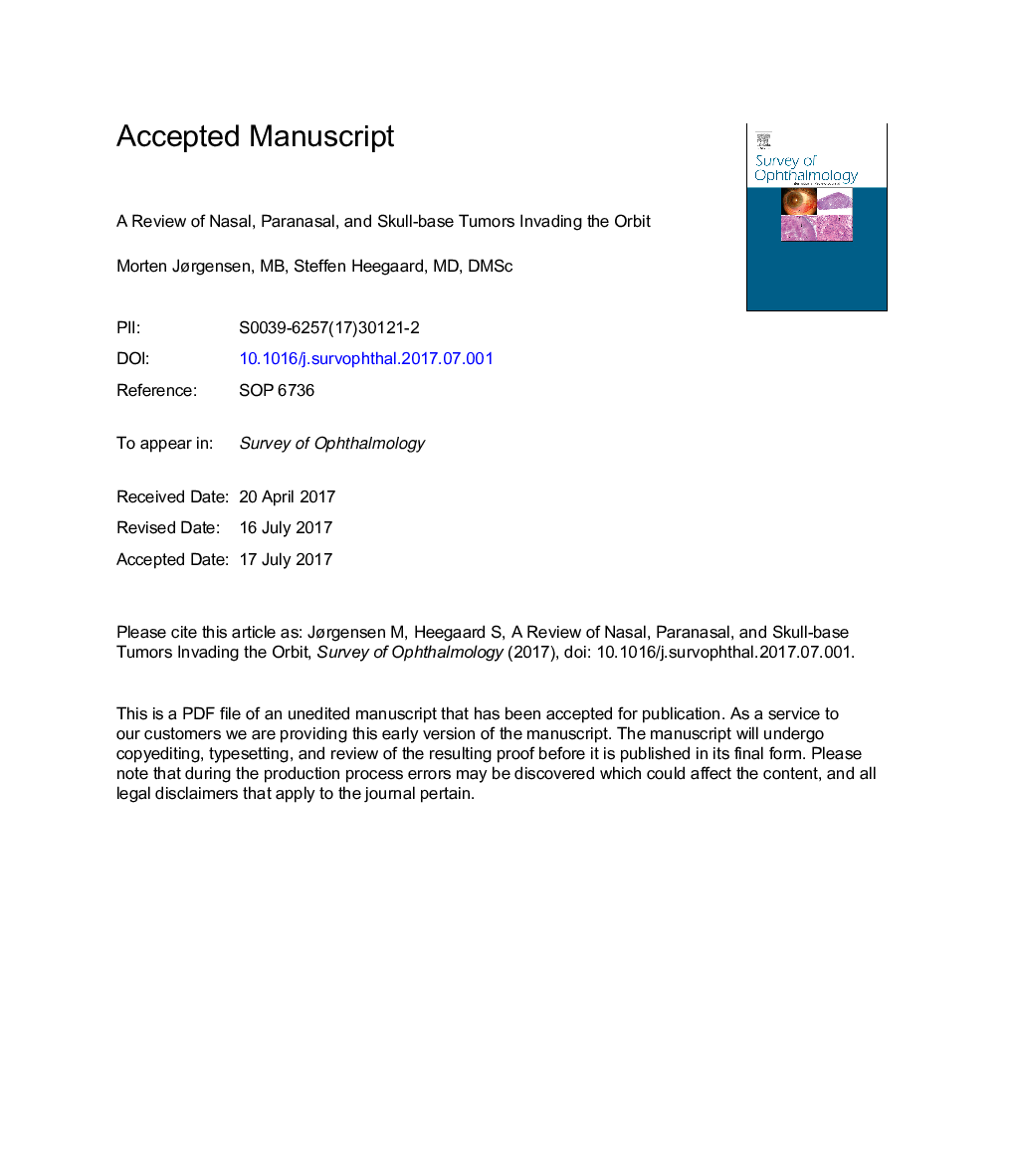 A review of nasal, paranasal, and skull base tumors invading the orbit