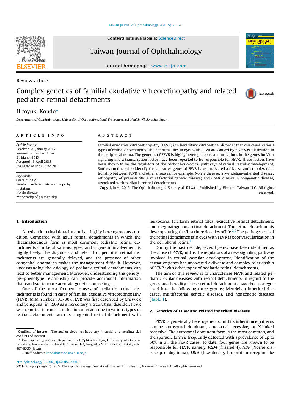 Complex genetics of familial exudative vitreoretinopathy and related pediatric retinal detachments