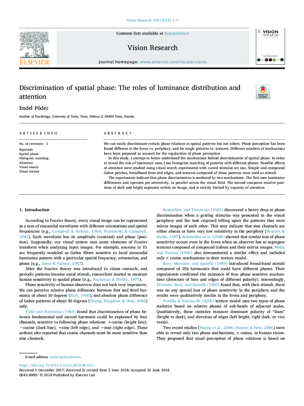 Discrimination of spatial phase: The roles of luminance distribution and attention