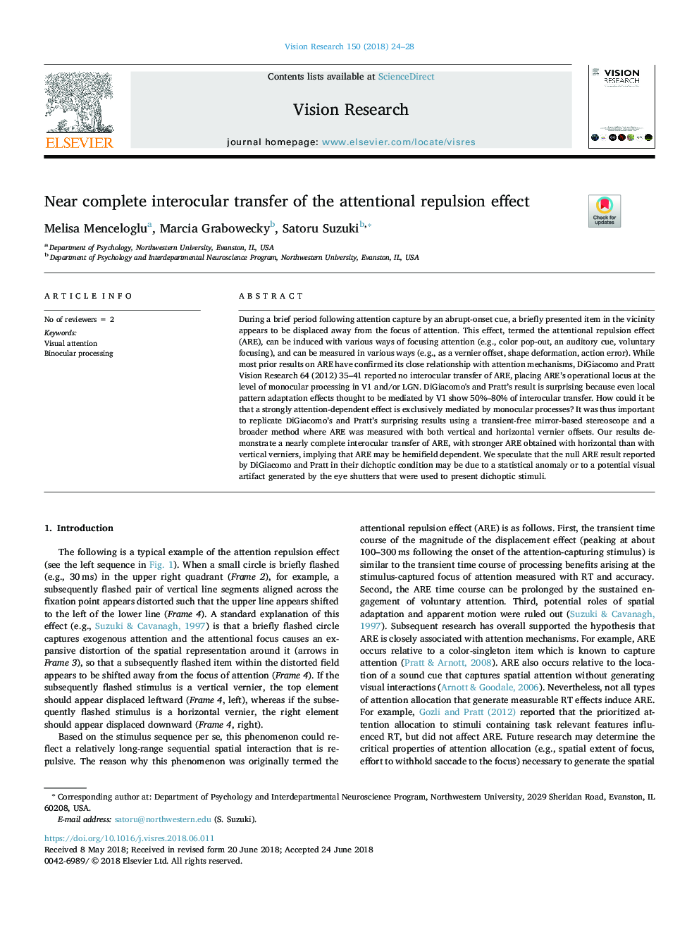 Near complete interocular transfer of the attentional repulsion effect