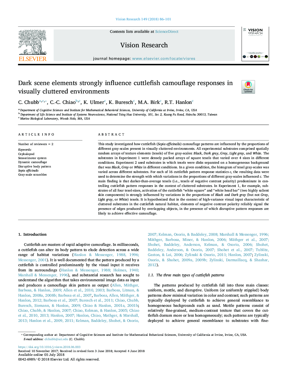 Dark scene elements strongly influence cuttlefish camouflage responses in visually cluttered environments