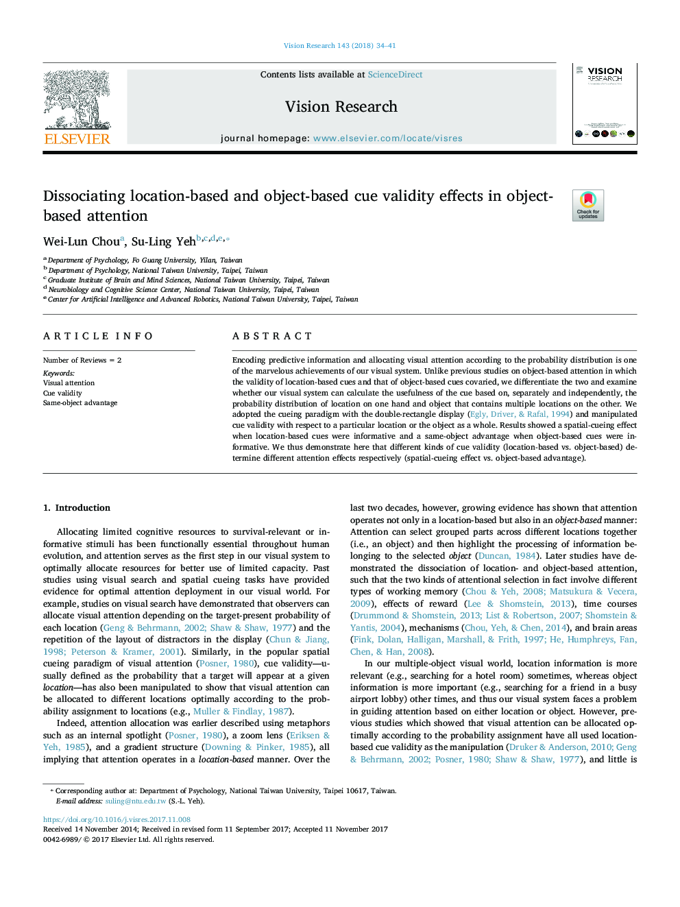 Dissociating location-based and object-based cue validity effects in object-based attention