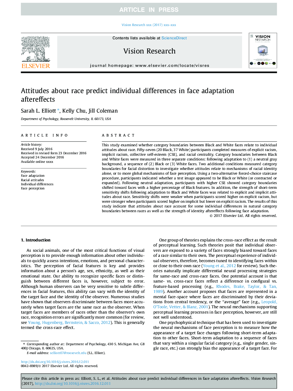 Attitudes about race predict individual differences in face adaptation aftereffects