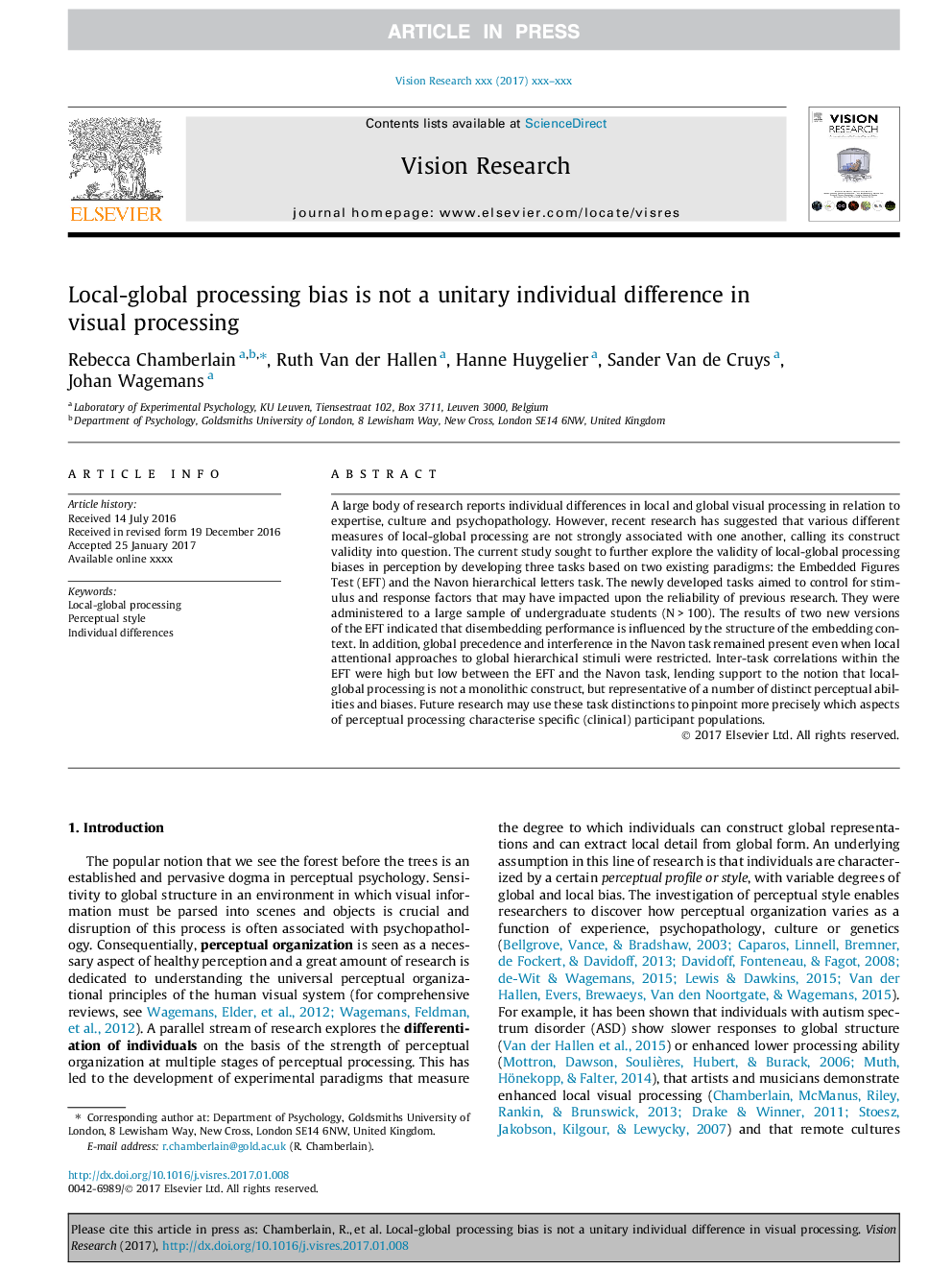 Local-global processing bias is not a unitary individual difference in visual processing