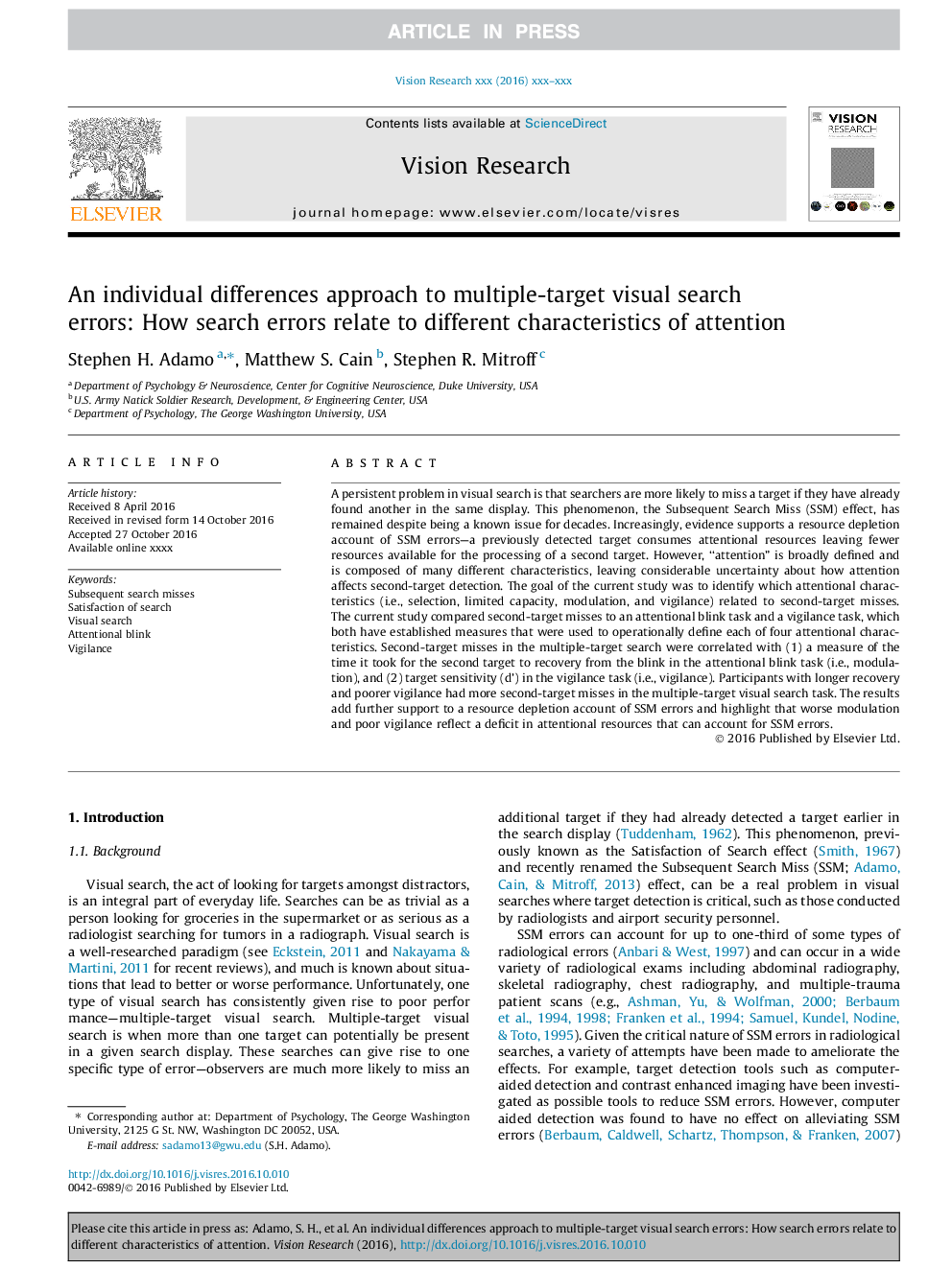 An individual differences approach to multiple-target visual search errors: How search errors relate to different characteristics of attention