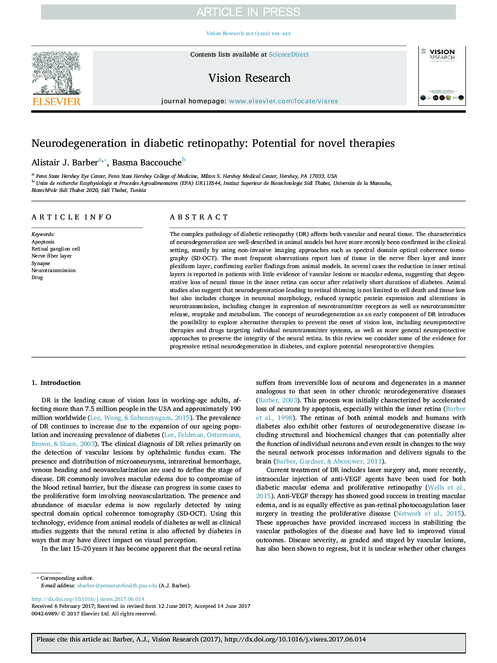 Neurodegeneration in diabetic retinopathy: Potential for novel therapies