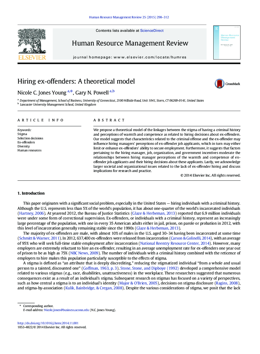 Hiring ex-offenders: A theoretical model