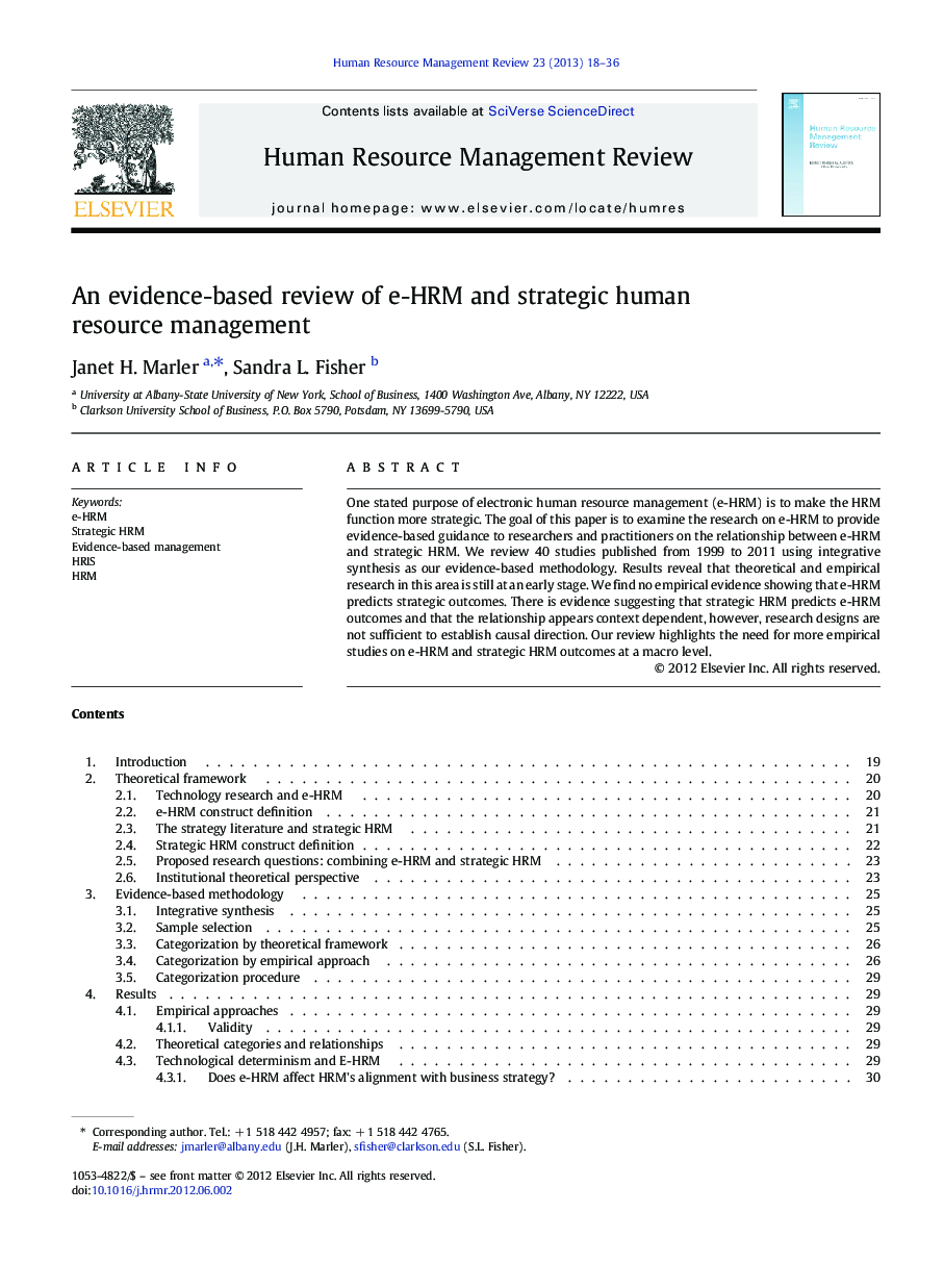 An evidence-based review of e-HRM and strategic human resource management