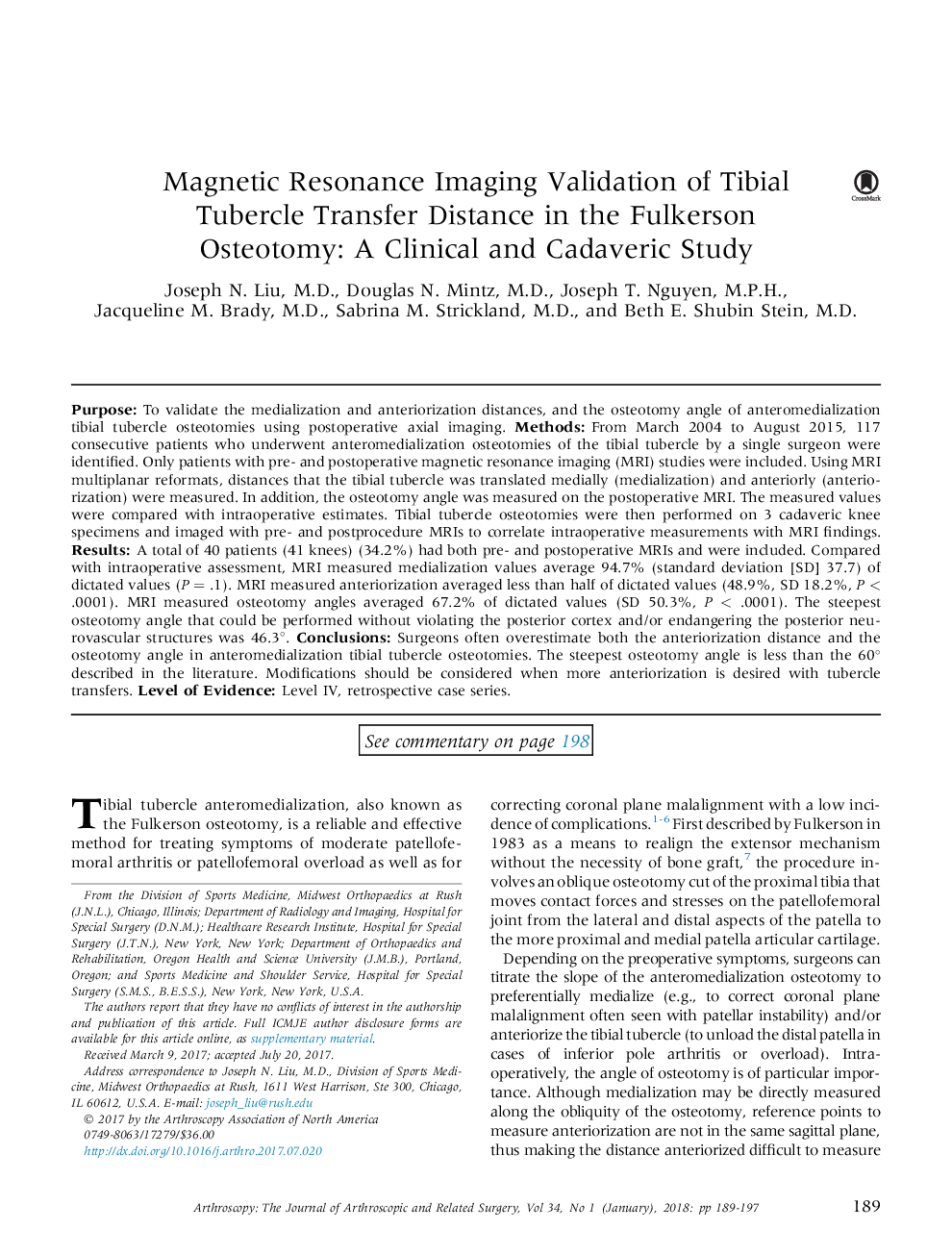 تصدیق تصویربرداری رزونانس مغناطیسی اعتبار سنجی فاصله انتقال توبر عضلانی در استئوپنی فالکرسون: یک مطالعه بالینی و مقدماتی 