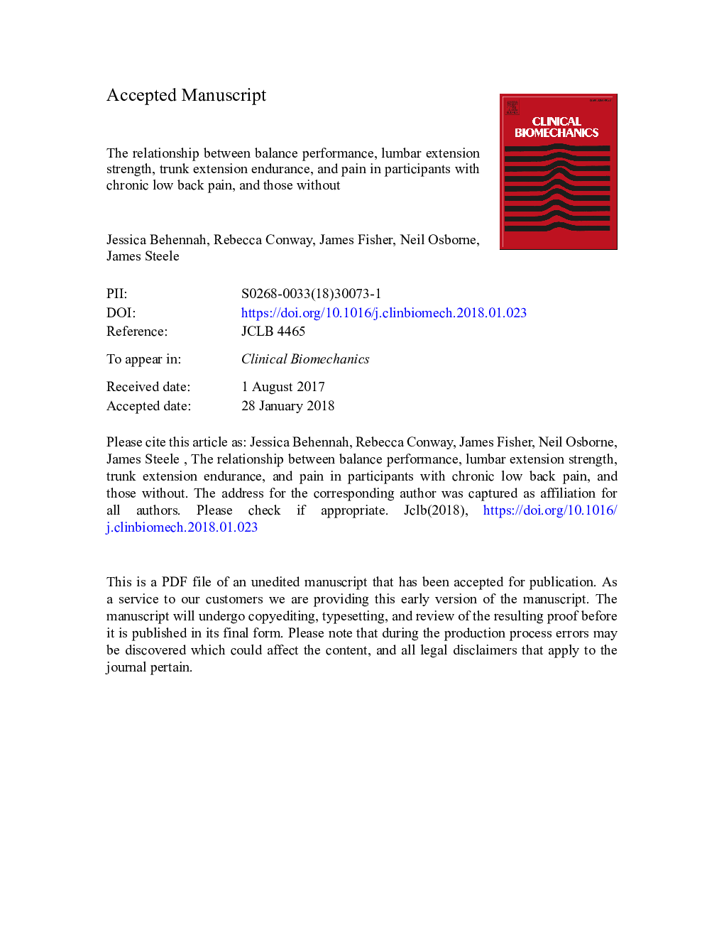 The relationship between balance performance, lumbar extension strength, trunk extension endurance, and pain in participants with chronic low back pain, and those without