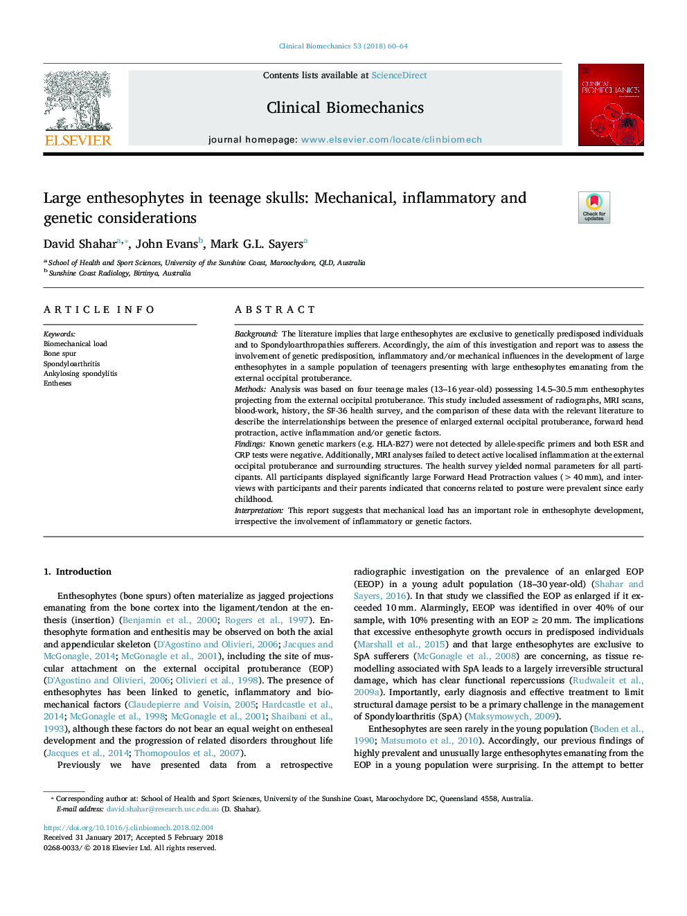 Large enthesophytes in teenage skulls: Mechanical, inflammatory and genetic considerations