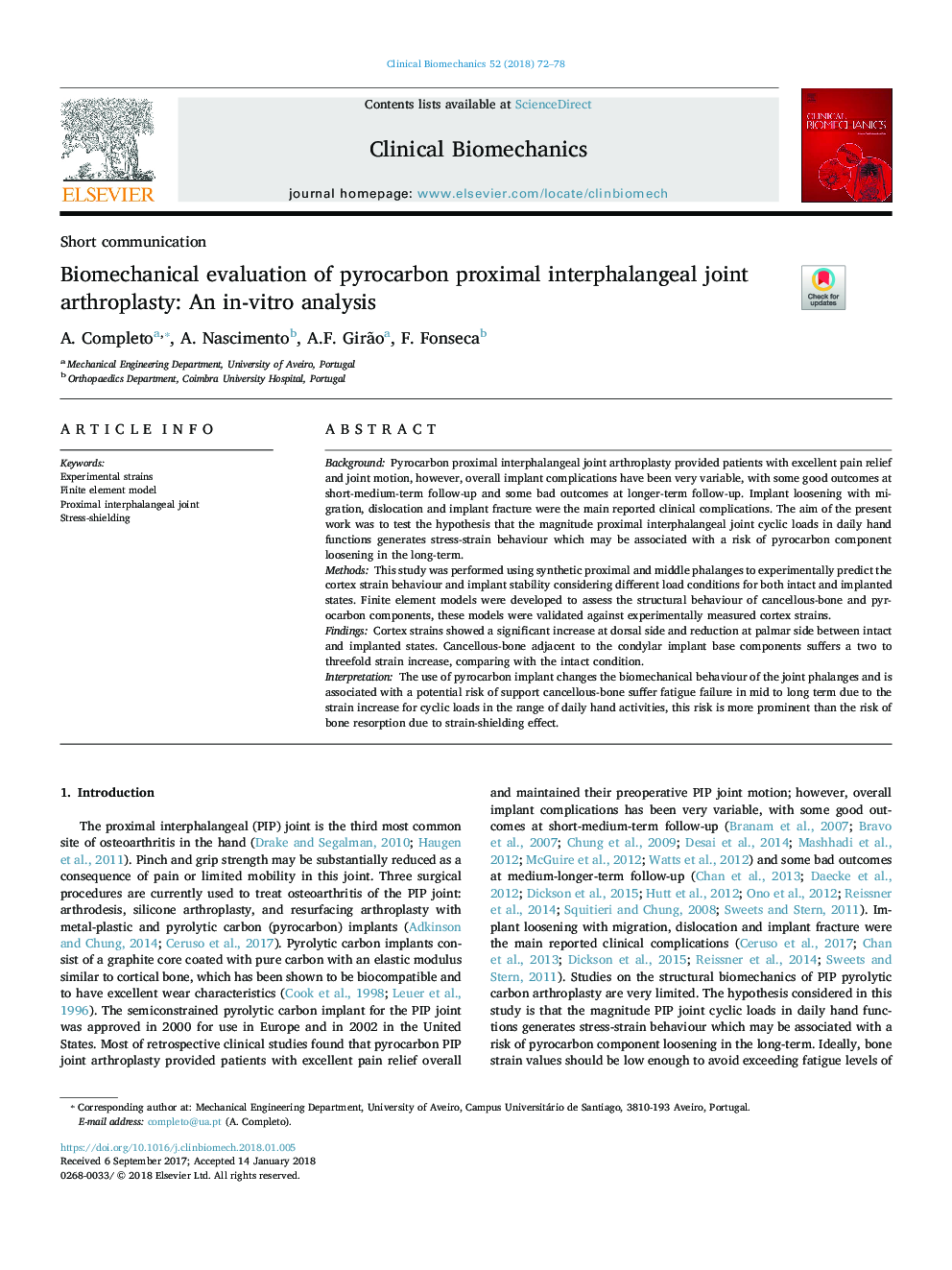 Biomechanical evaluation of pyrocarbon proximal interphalangeal joint arthroplasty: An in-vitro analysis