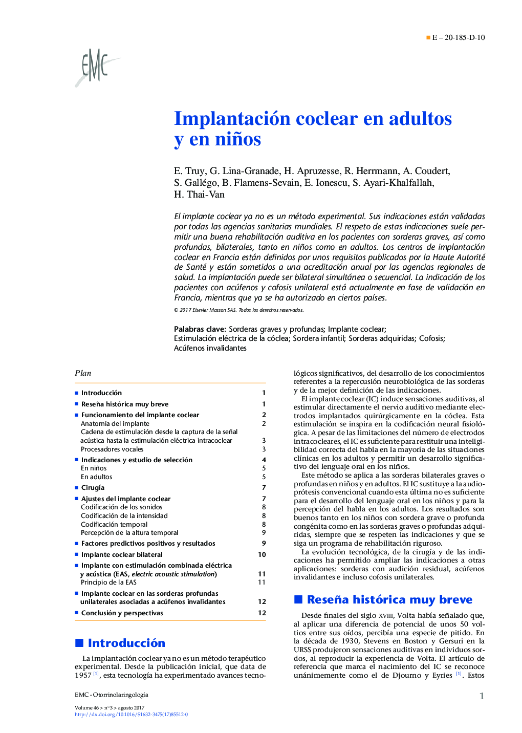 Implantación coclear en adultos y en niños