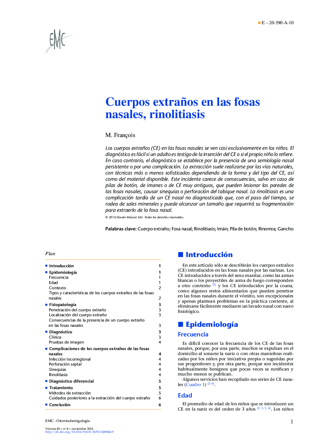 Cuerpos extraños en las fosas nasales, rinolitiasis