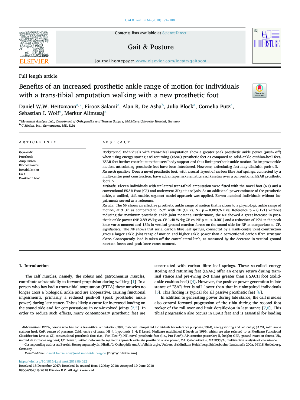 Benefits of an increased prosthetic ankle range of motion for individuals with a trans-tibial amputation walking with a new prosthetic foot