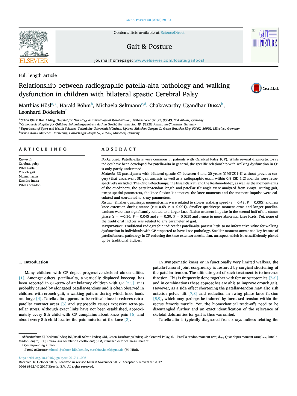 Relationship between radiographic patella-alta pathology and walking dysfunction in children with bilateral spastic Cerebral Palsy