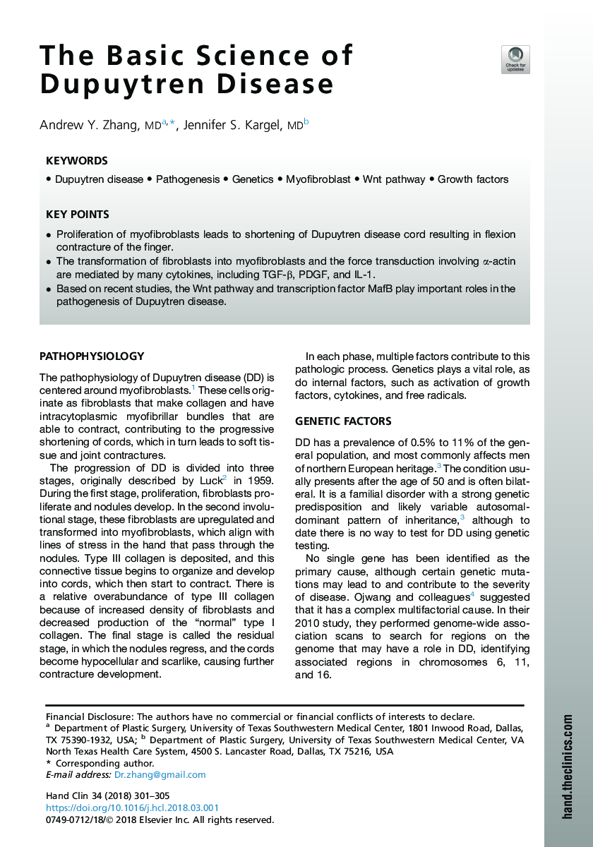 The Basic Science of Dupuytren Disease