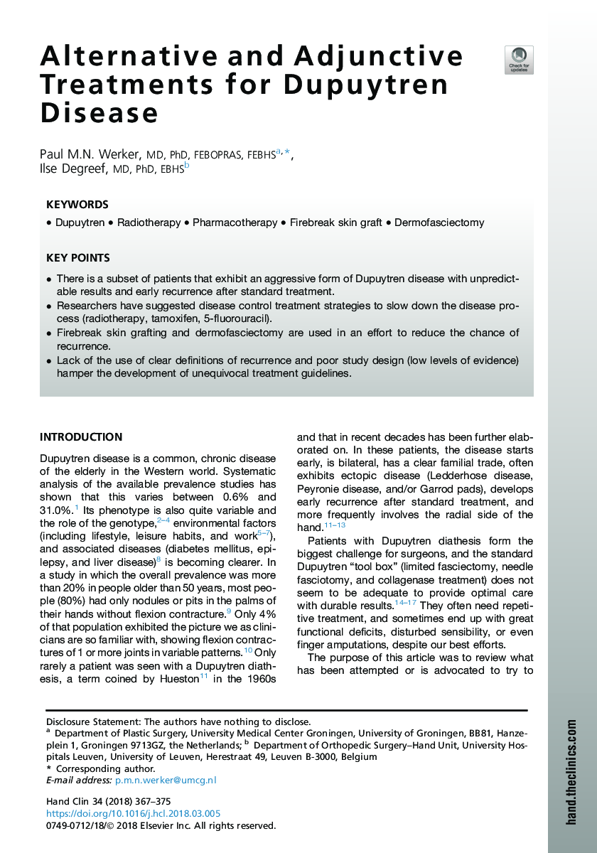 Alternative and Adjunctive Treatments for Dupuytren Disease