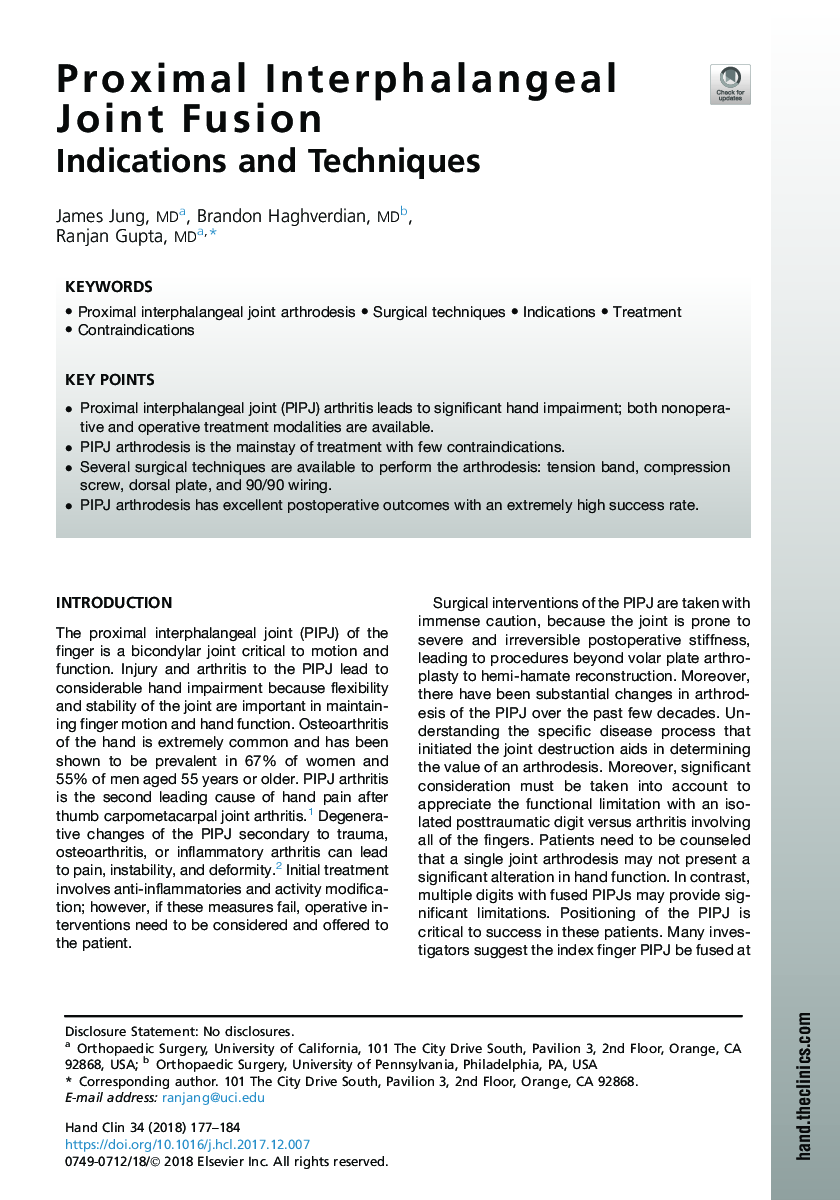 Proximal Interphalangeal Joint Fusion