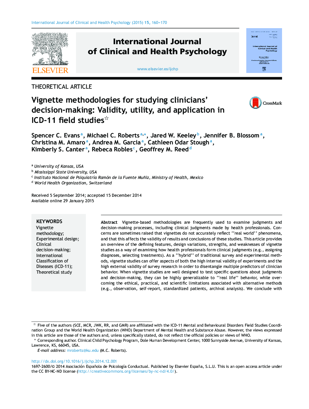 Vignette methodologies for studying clinicians’ decision-making: Validity, utility, and application in ICD-11 field studies 