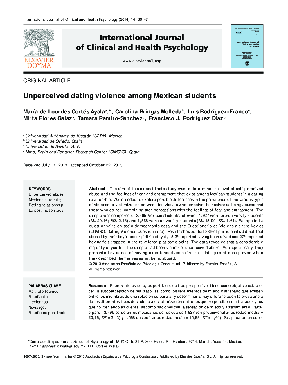 Unperceived dating violence among Mexican students