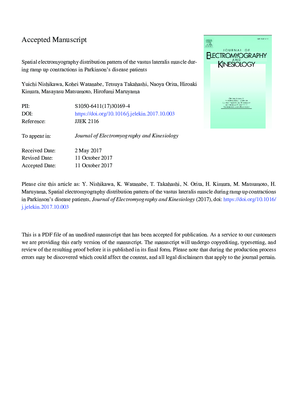 Spatial electromyography distribution pattern of the vastus lateralis muscle during ramp up contractions in Parkinson's disease patients