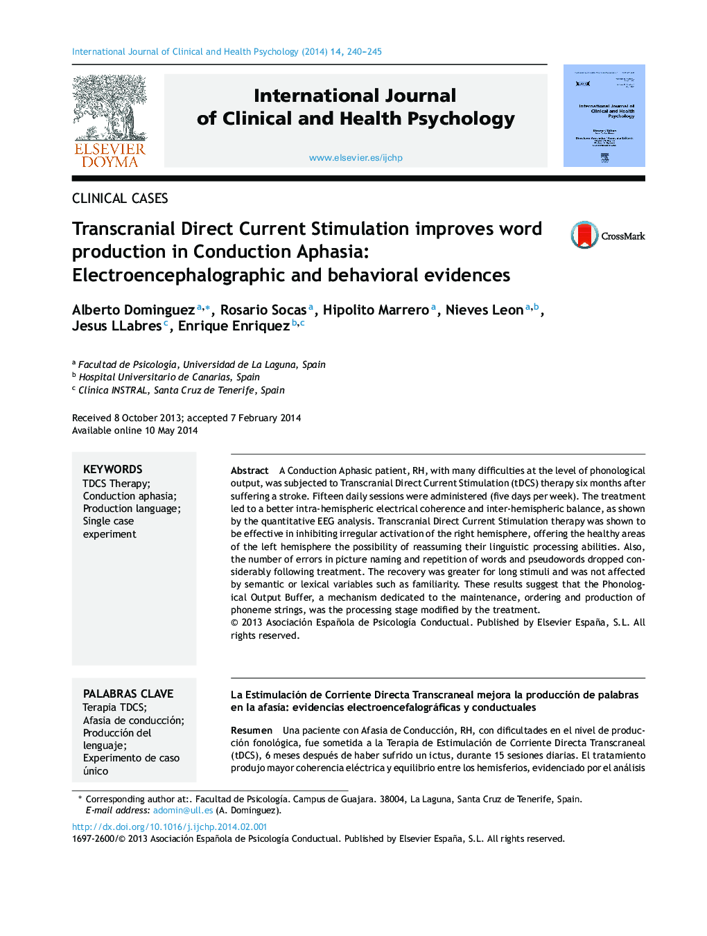 Transcranial Direct Current Stimulation improves word production in Conduction Aphasia: Electroencephalographic and behavioral evidences 