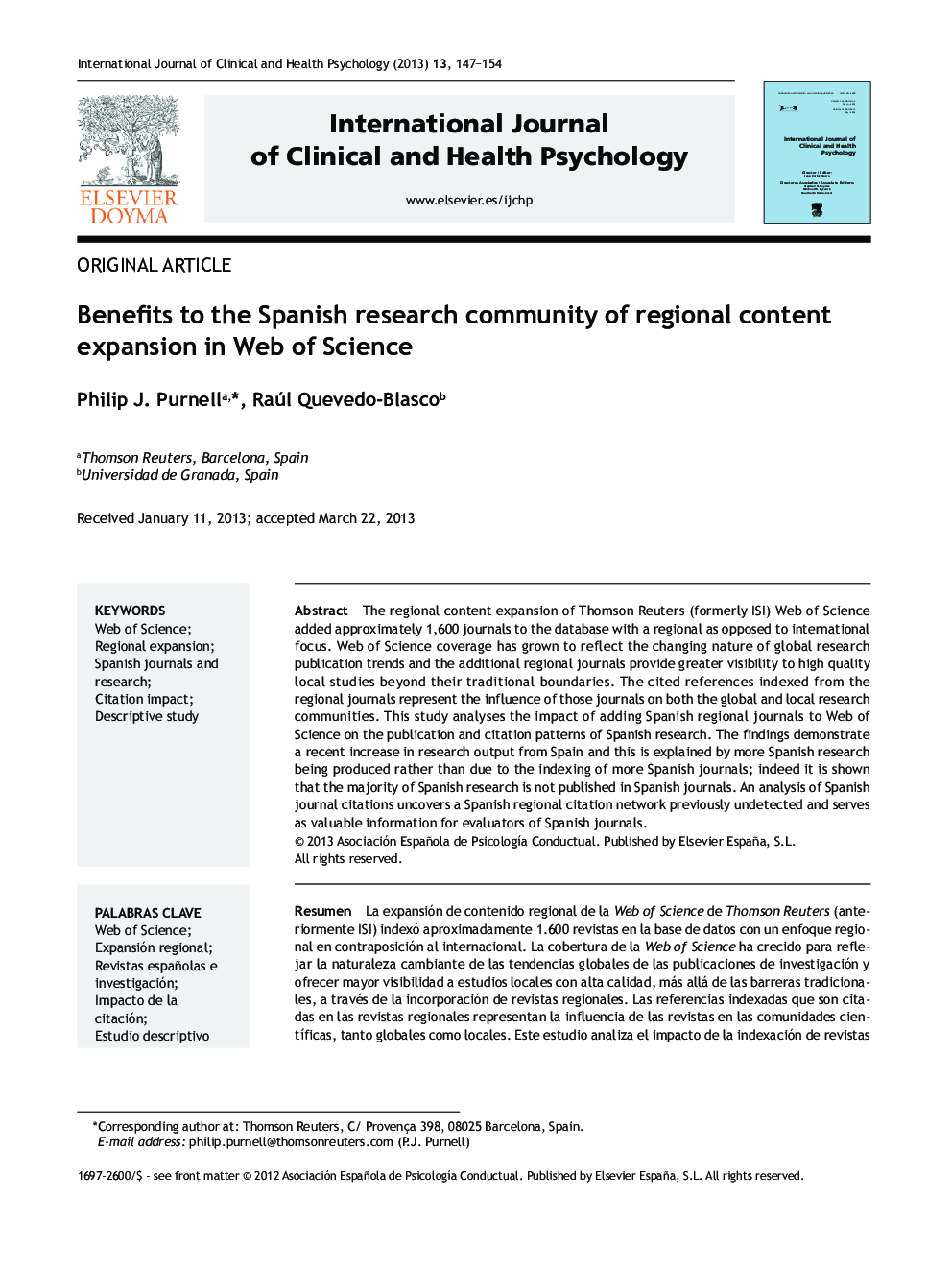 Benefits to the Spanish research community of regional content expansion in Web of Science