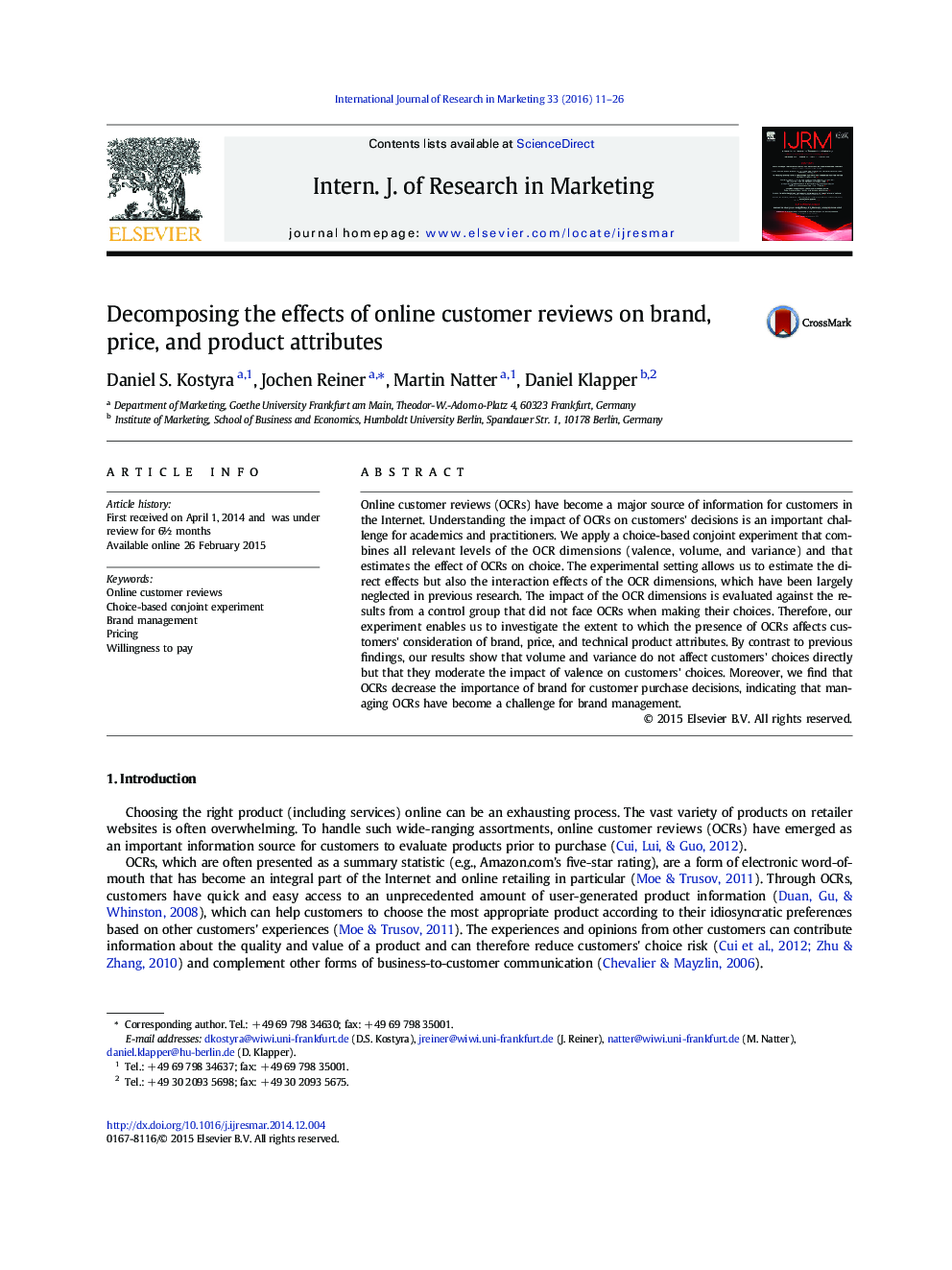 Decomposing the effects of online customer reviews on brand, price, and product attributes