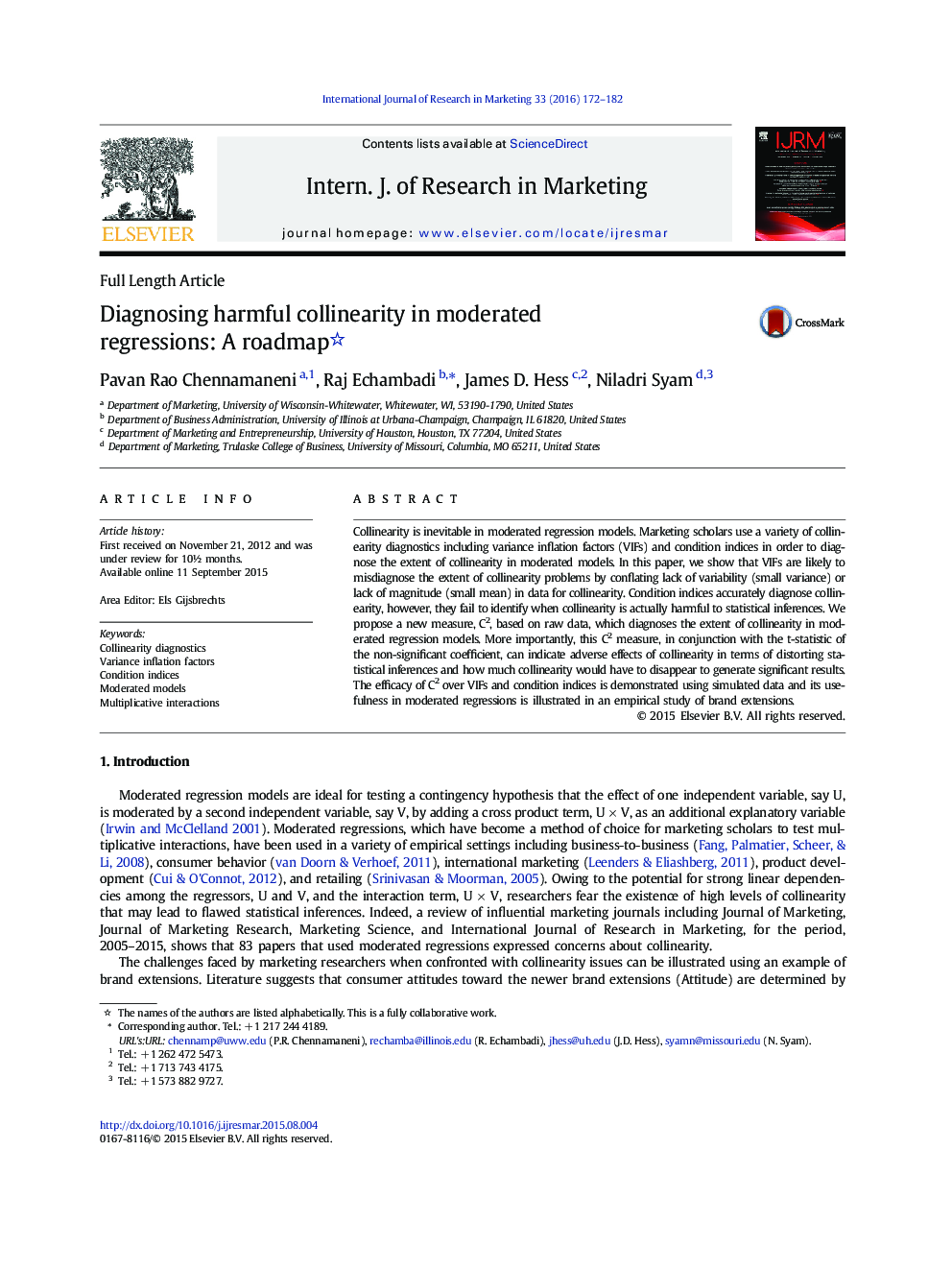 Diagnosing harmful collinearity in moderated regressions: A roadmap 