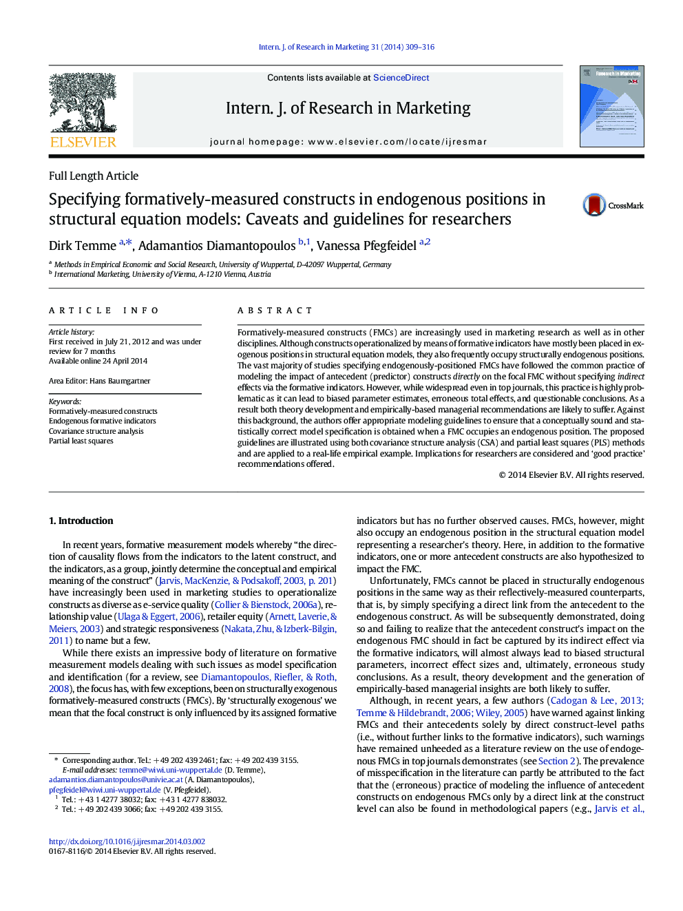 Specifying formatively-measured constructs in endogenous positions in structural equation models: Caveats and guidelines for researchers