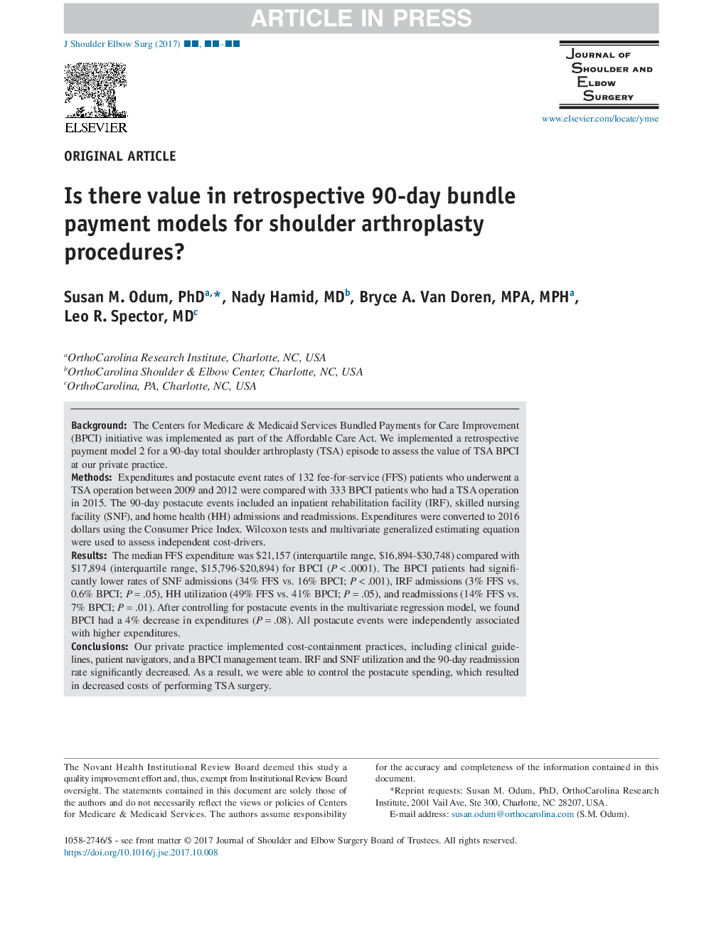 Is there value in retrospective 90-day bundle payment models for shoulder arthroplasty procedures?