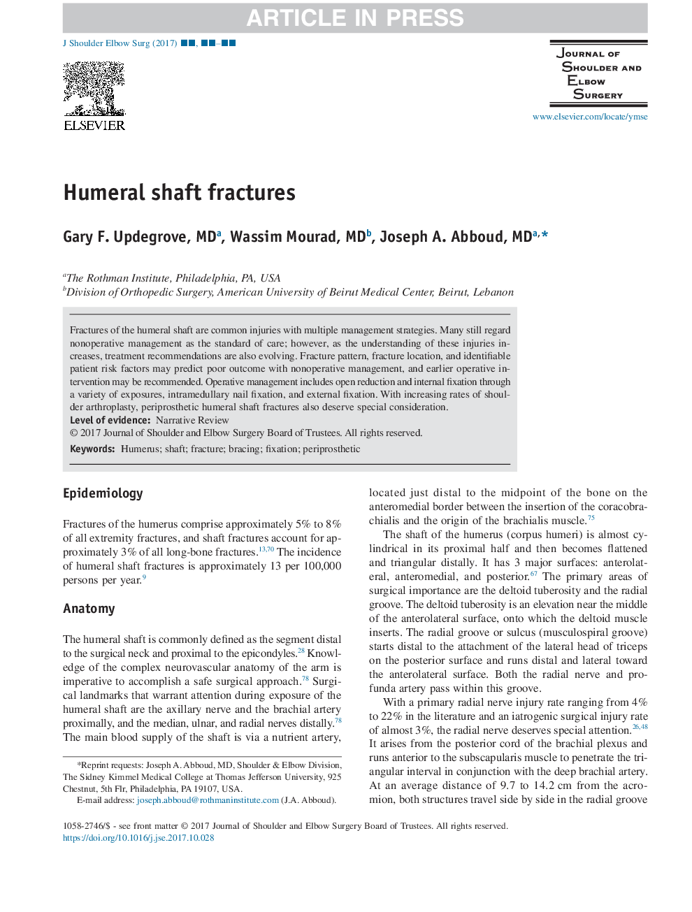 Humeral shaft fractures