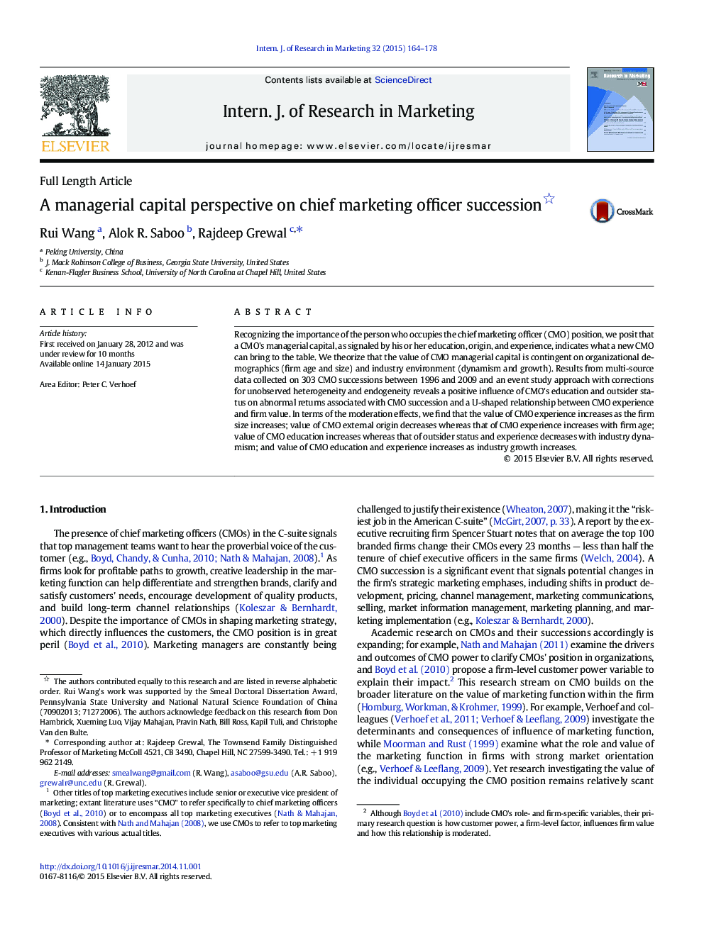 A managerial capital perspective on chief marketing officer succession 