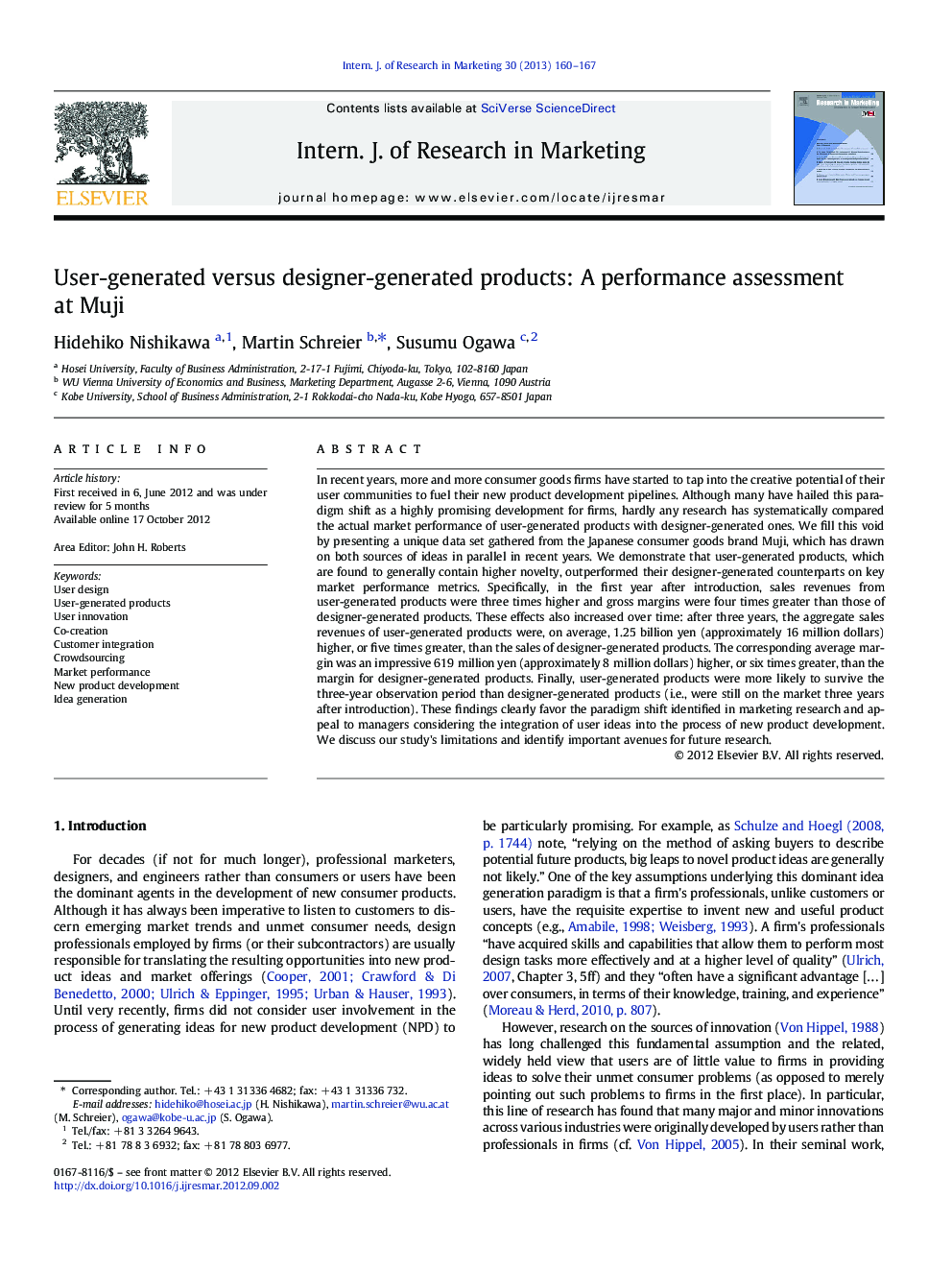 User-generated versus designer-generated products: A performance assessment at Muji