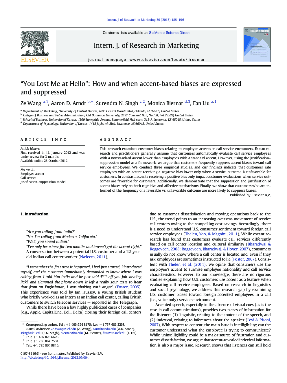 “You Lost Me at Hello”: How and when accent-based biases are expressed and suppressed