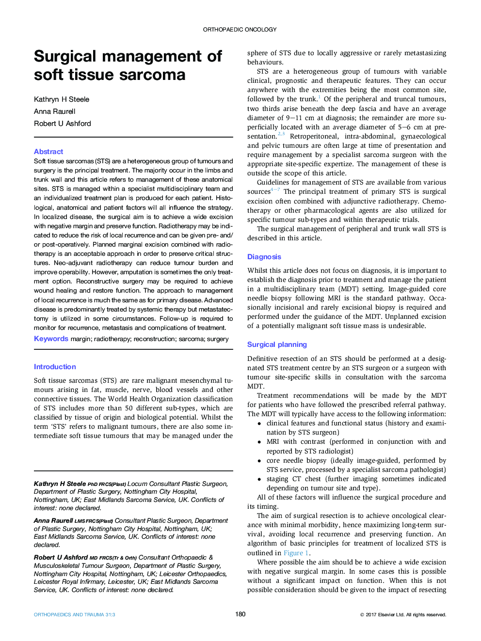 Surgical management of soft tissue sarcoma