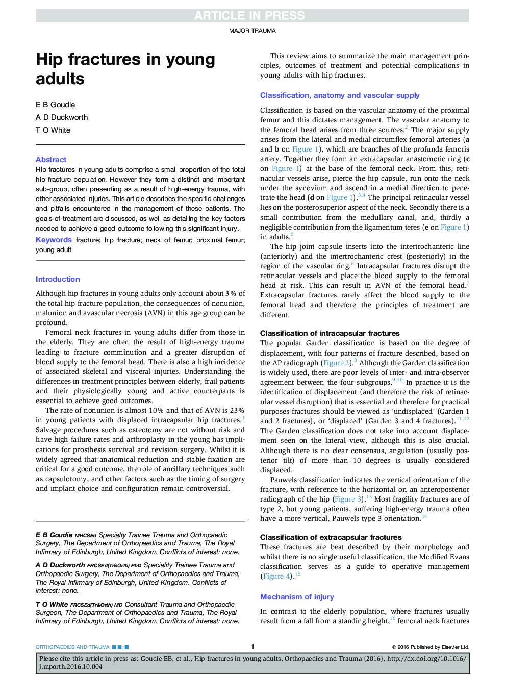 Hip fractures in young adults